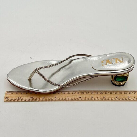 Silver Crystal Heel Sandals Casual Flip Flops Open Toe Daily Wearing Slippers - Picture 2 of 8